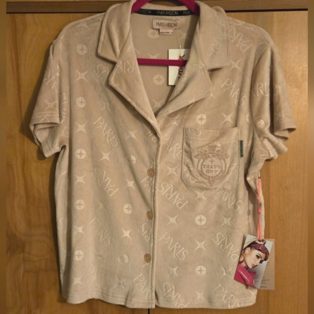 Paris Hilton Beige Pajama Top